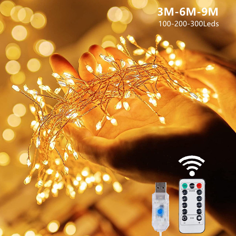 USB LED pétard chaîne lumières extérieur jardin fée lumières 8 Modes fil de cuivre LED lumières pour fête de mariage décor de noël