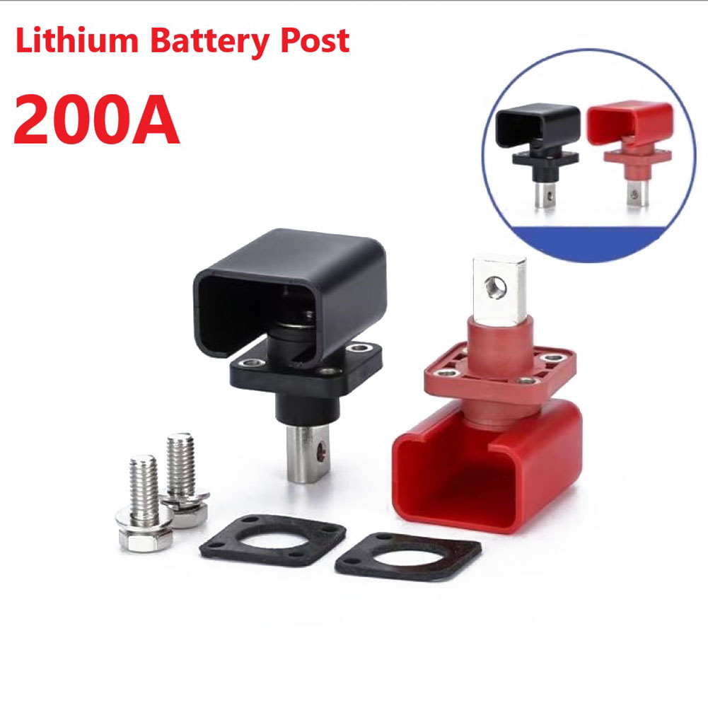 Terminal de armazenamento de energia para bateria de lítio, 2 peças 200a, todo em cobre, conector de bateria, terminal de armazenamento de bateria