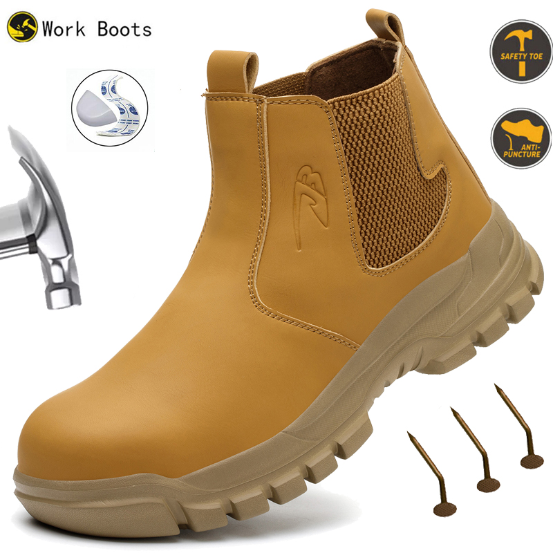 Waterdichte veiligheidswerklaarzen voor heren Schoenen met stalen neus Anti-impact en anti-lek beschermende laarzen Onverwoestbare dakbedekkingsschoenen