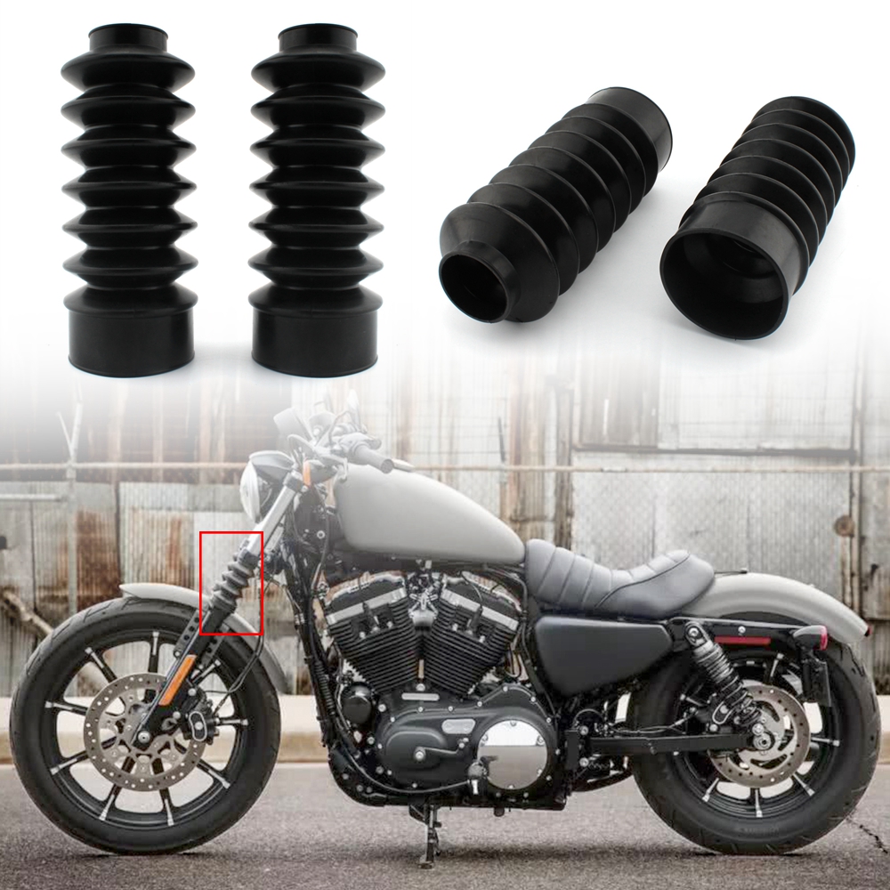2 Buah 39Mm Pelindung Kaki Garpu Depan Sepeda Motor Sepatu Bot Panjang Karet untuk Harley Davidson Sportster XL883 XL1200 FXD