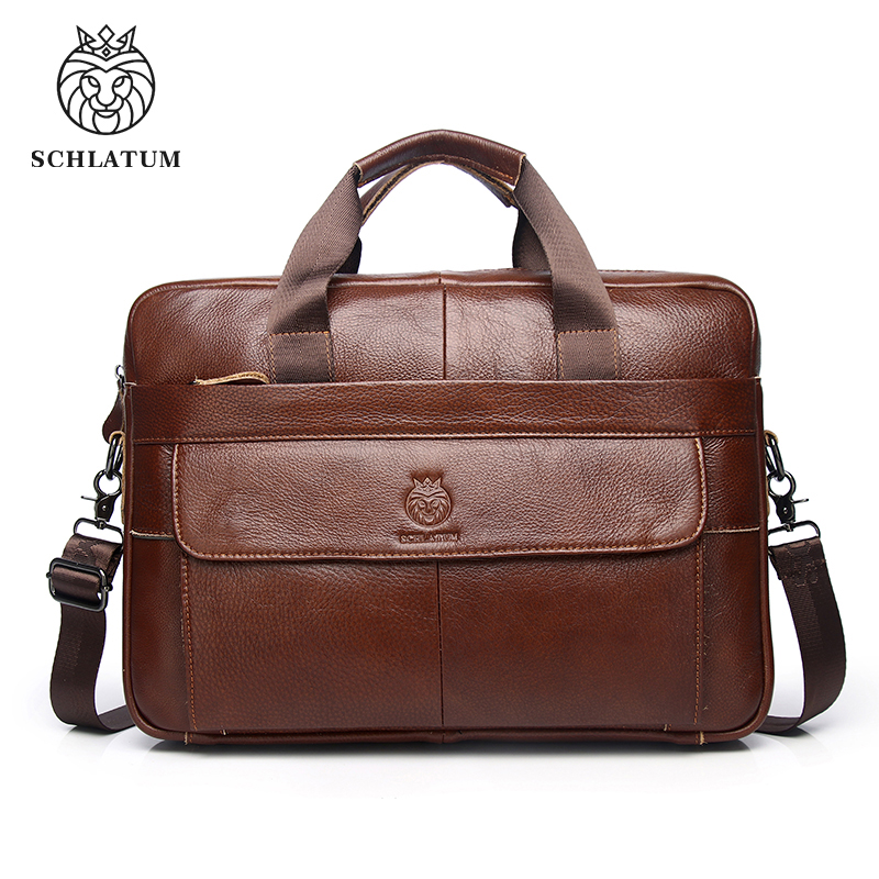 SCHLATUM 2025 Valigette in vera pelle rigide per borse da uomo Valigetta per laptop Borse Borsa per computer da ufficio da 15,6 pollici
