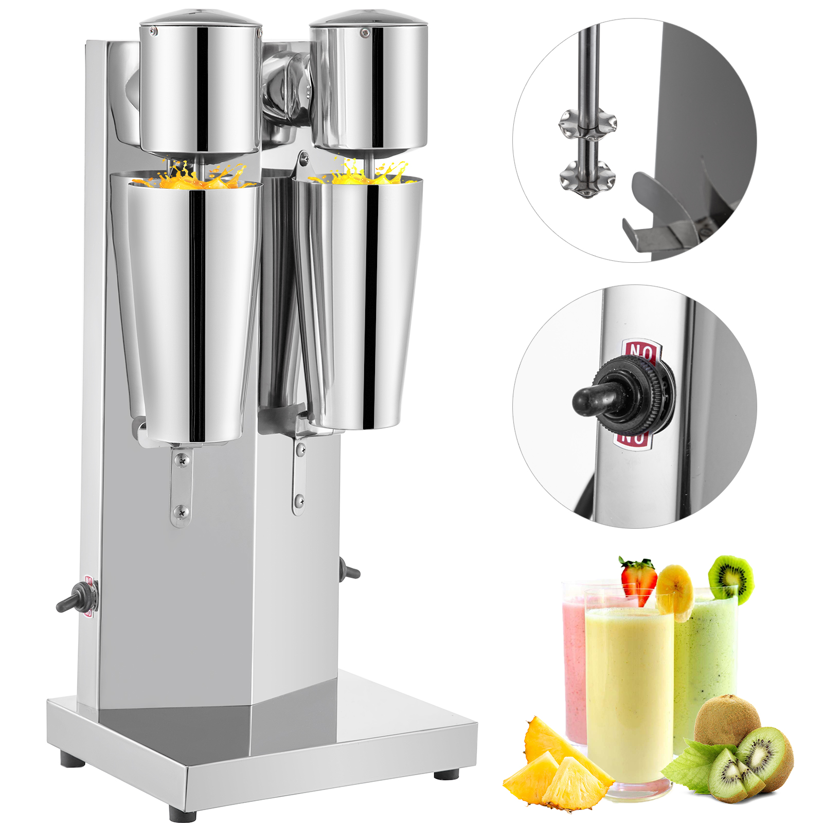 SucceBuy Machine à Milk Shake 800ML Commercial Auto Double Tasses Milkshaker en Acier Inoxydable Shaking Maker Bubble Boba Drink Mixer