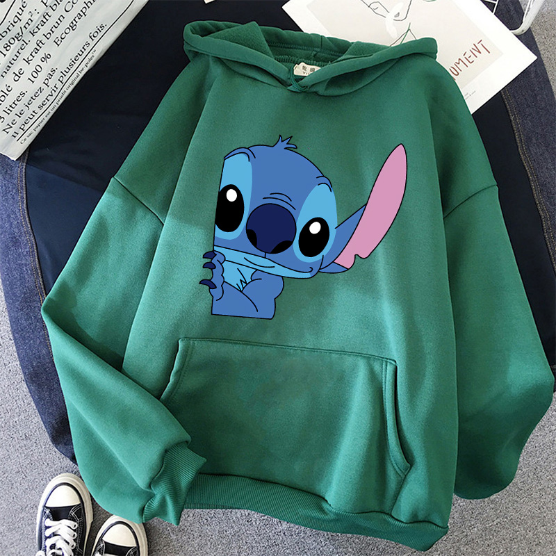 2024 streetwear Unisex invierno Disney Stitch sudaderas con capucha mujeres Harajuku lindo Anime sudadera Manga ropa de calle Sudadera con capucha Mujer