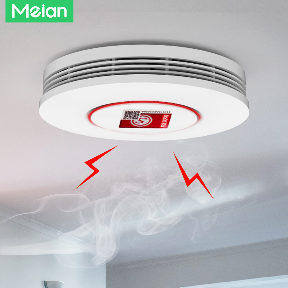 Meian Tuya Zigbee 연기 감지기 화재 예방 연기 감지기 화재 경보 홈 보안 시스템 스마트 라이프를위한 소방관 작업