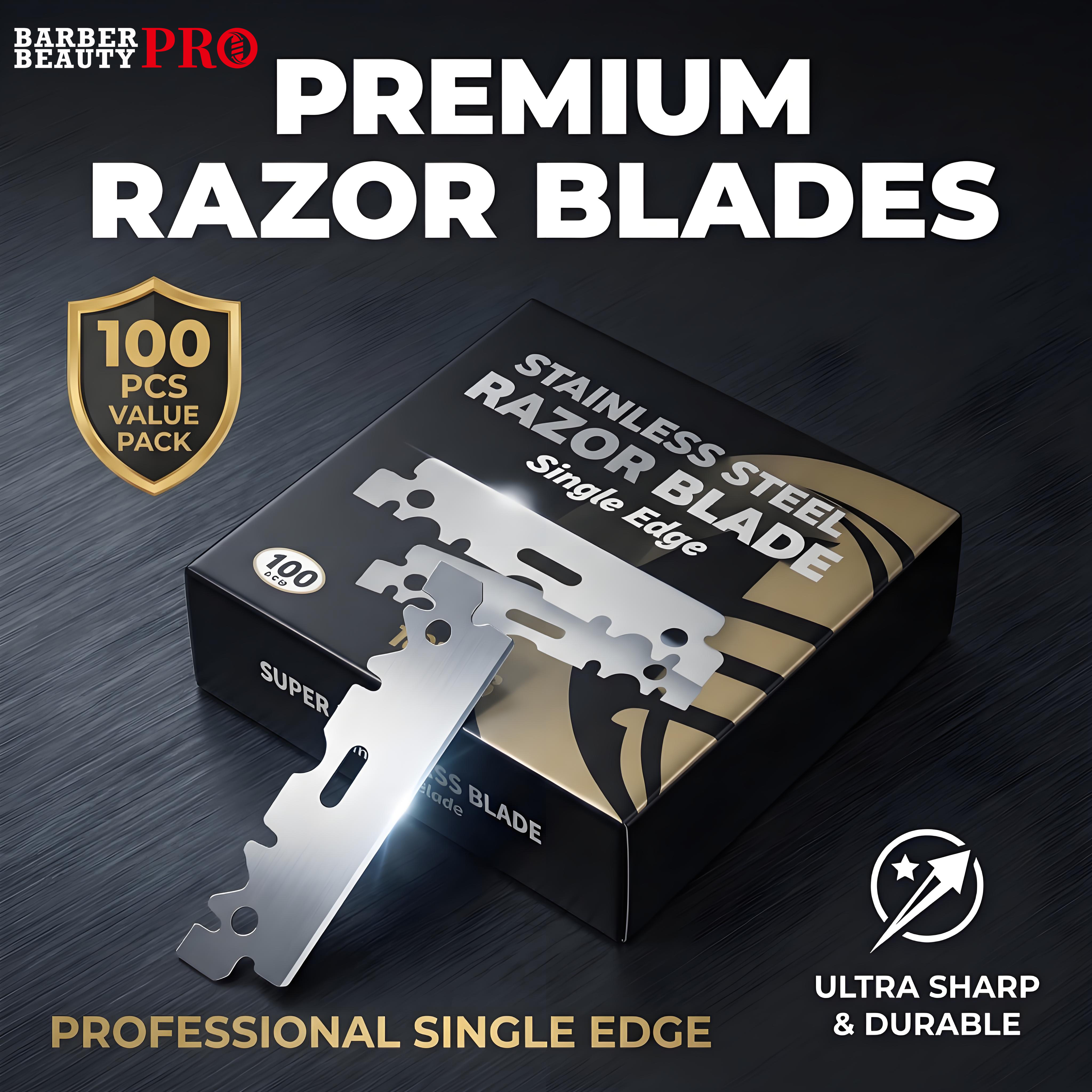 10/100 Cuchillas de Afeitar de un Solo Filo para Hombre, Cuchilla de Seguridad de Acero Inoxidable, Suministros de Afeitado para Barbería