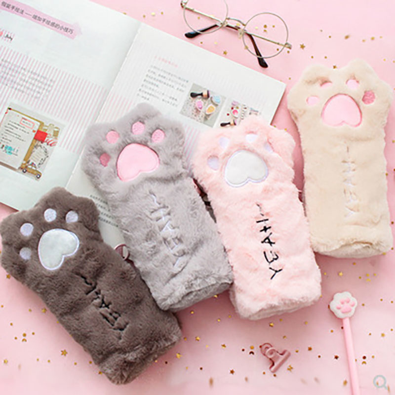 Kawaii น่ารักการ์ตูน Cat PAW ปากกาดินสอกระเป๋าอุปกรณ์สํานักงานโรงเรียนเครื่องเขียนแต่งหน้ากระเป๋าเครื่องสําอางค์