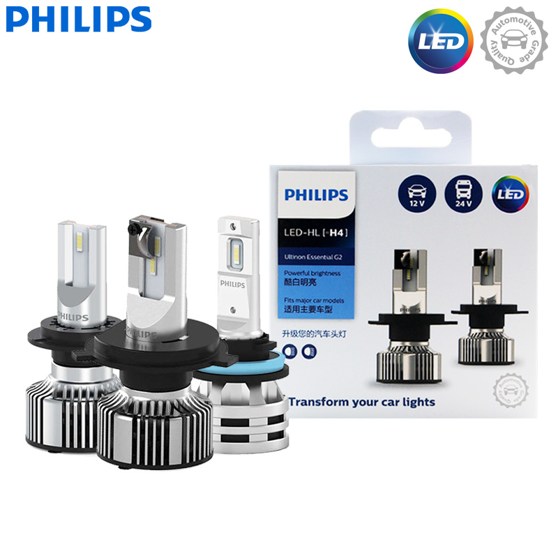 Philips Ultinon Essential G2 LED H1 H4 H7 H8 H11 H16 HB3 HB4 H1R2 9003 9005 9006 9012 6500K Reflektor samochodowy Automatyczne światło przeciwmgielne (2 opakowania)
