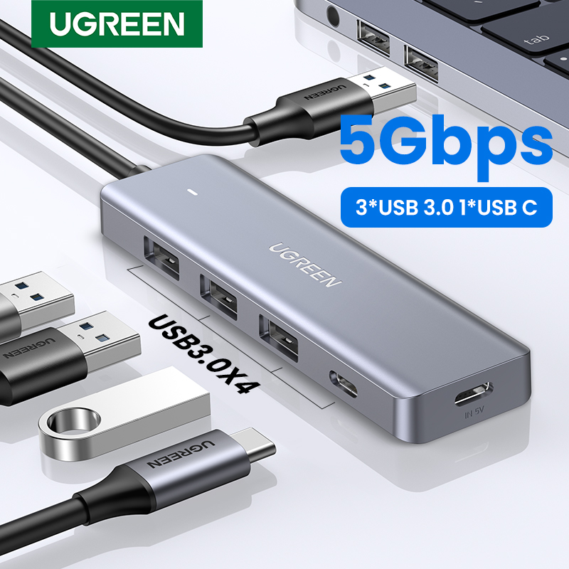 UGREEN USB HUB 4 Ports USB-A répartiteur adaptateur d'extension USB Ultra-mince pour souris clavier MacBook accessoires pour ordinateur portable XBOX PS5