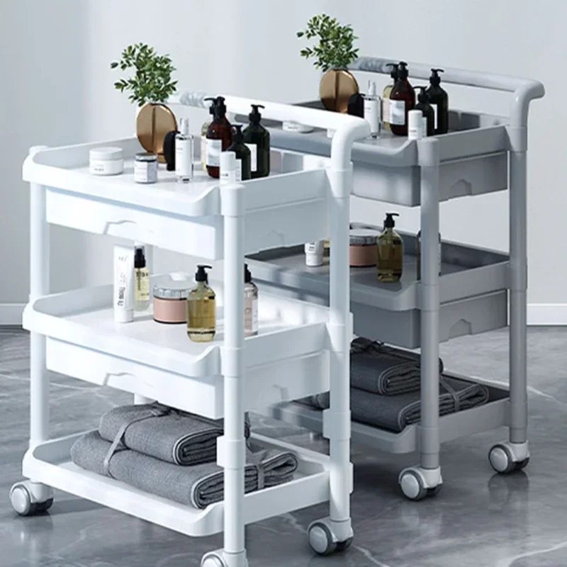 Organisatoren Trolleys Winkelwagen Salon Opvouwbaar Serveerhaarverlenging Schoonheid Decor Meubilair Professionele organisator Wielen Kunststof