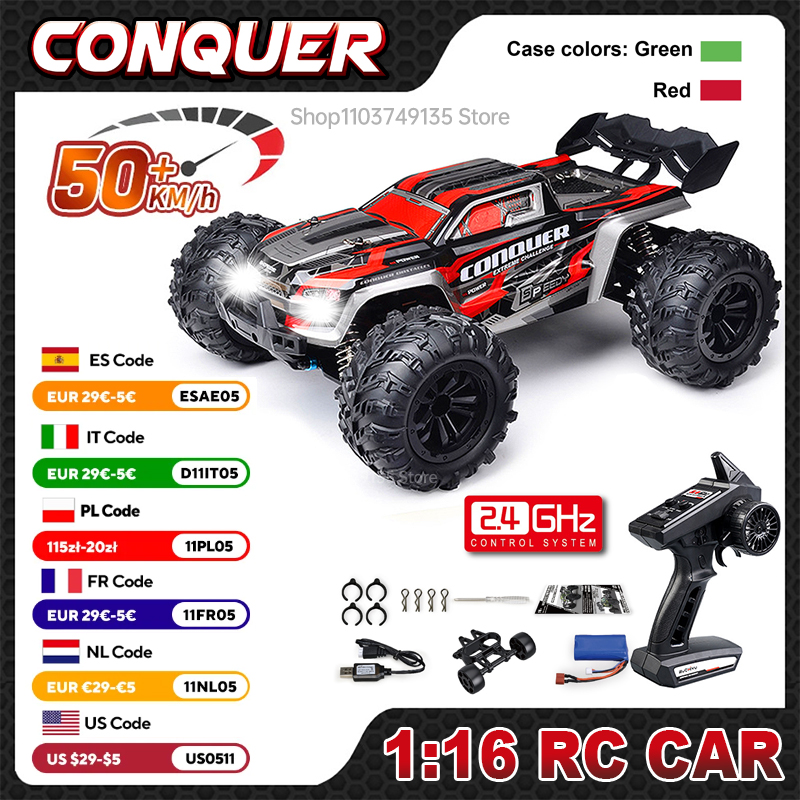 WLtoys 1:16 Duży samochód RC 50 km/h Szybka zabawka dla dzieci 4WD dla chłopców Samochód zdalnie sterowany 2.4G Off Road Monster Truck RC Zabawka