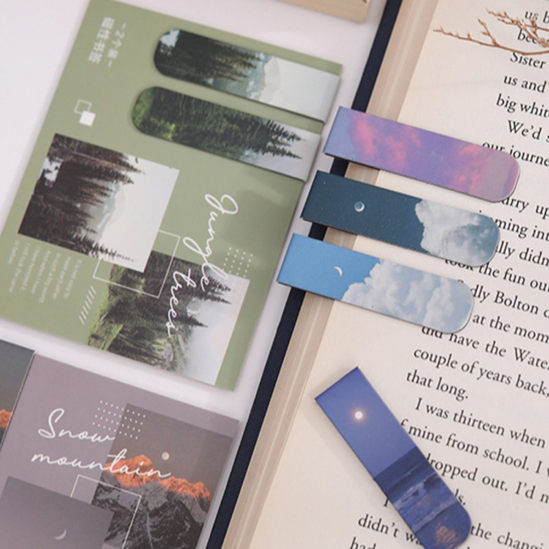 2pcs Landscape Themed Magnetic Bookmarks Magnet Page Markers Magnetic Page Clip For Students Teachers Fun Book Marks For Reading