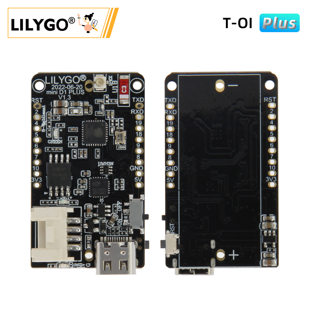LILYGO® TTGO T-OI Plus ESP32-C3 RISC-V Nirkabel Modul MCU Development Sirkuit Papan Wi-Fi Bluetooth dengan 16340 Dudukan Baterai