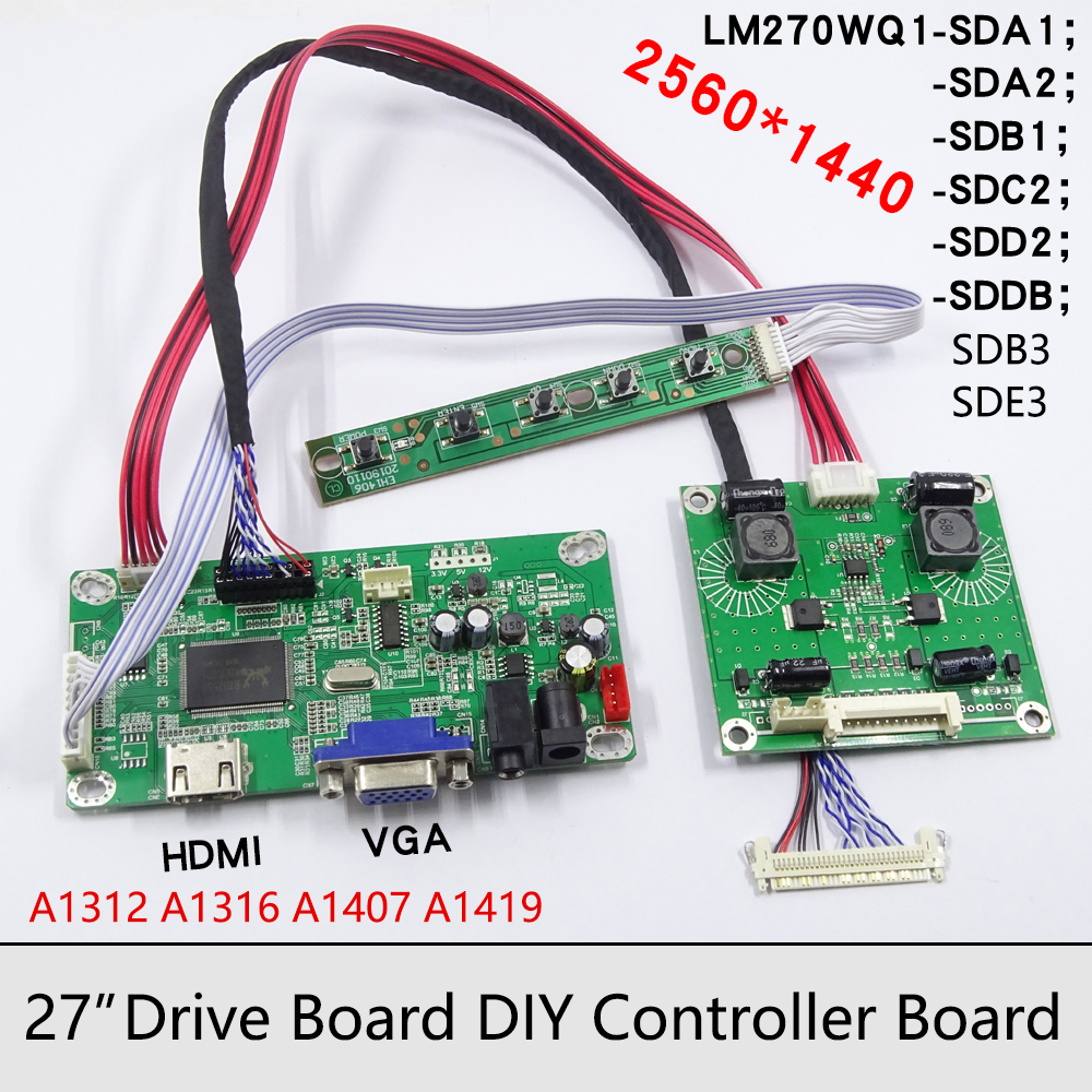 HDMI+VGA Controller Board Kit for 2560X1440 LM270WQ1(SD)(E3) LM270WQ1-SDE3 LCD LED screen Driver Board
