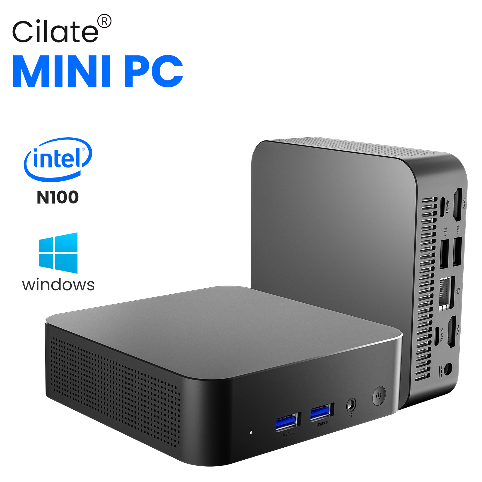 Cilate-Mini PC M6 avec Windows 11, Intel Alder Lake N100, Ultra Petit, Ordinateur de Poche, Fonction Complète, Type-C, 4K, 60Hz, RVB