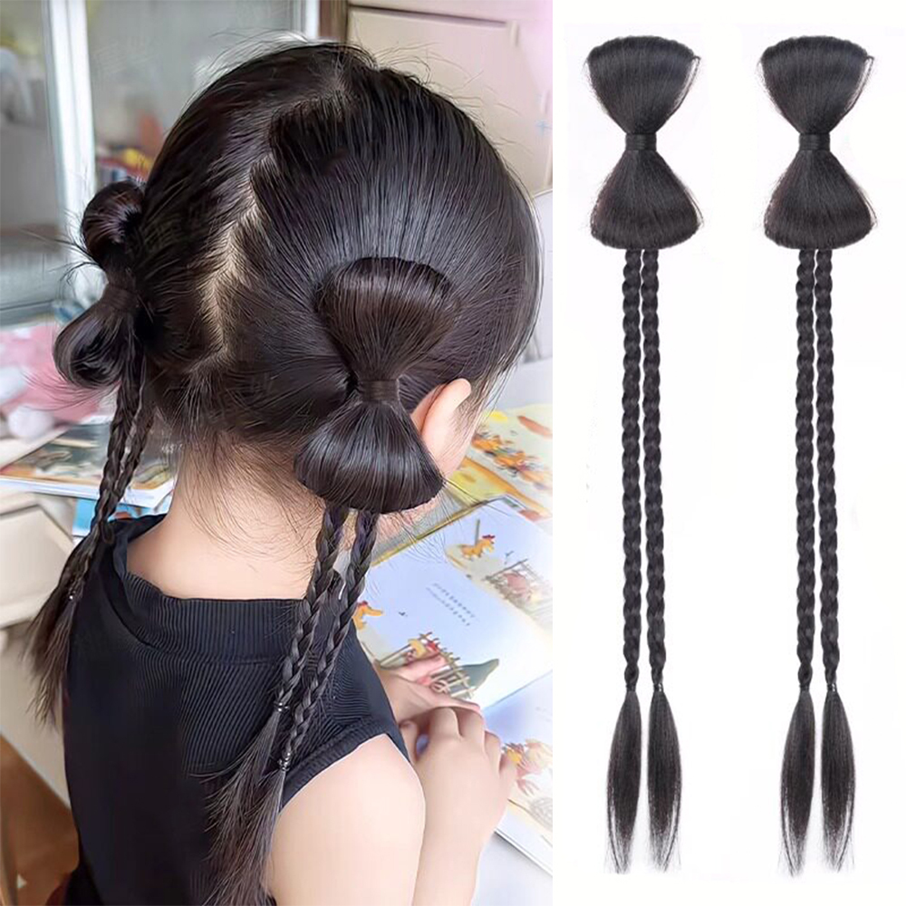 2 stuks boogklauwclip gevlochten paardenstaart synthetisch haar hittebestendig mode haaraccessoires voor vrouwen dagelijkse styling