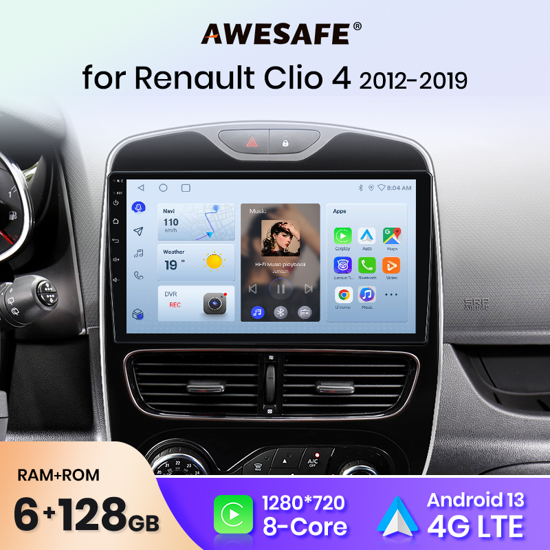 AWESAFE AI Voice 2 din Android Auto Radio per Renault Clio 4 ZOE 2012-2016 Autoradio Multimedia GPS Track Carplay 2din dvd