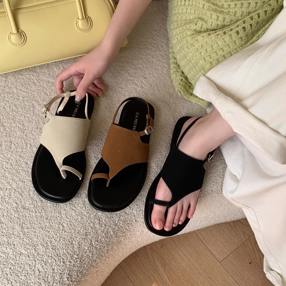 Zamszowe sandały damskie z klipsem na palec, pasek typu slingback, pasek T, boczne otwarcie, nowość na lato 2025, eleganckie buty na imprezę, wybiegowe, seksowne.
