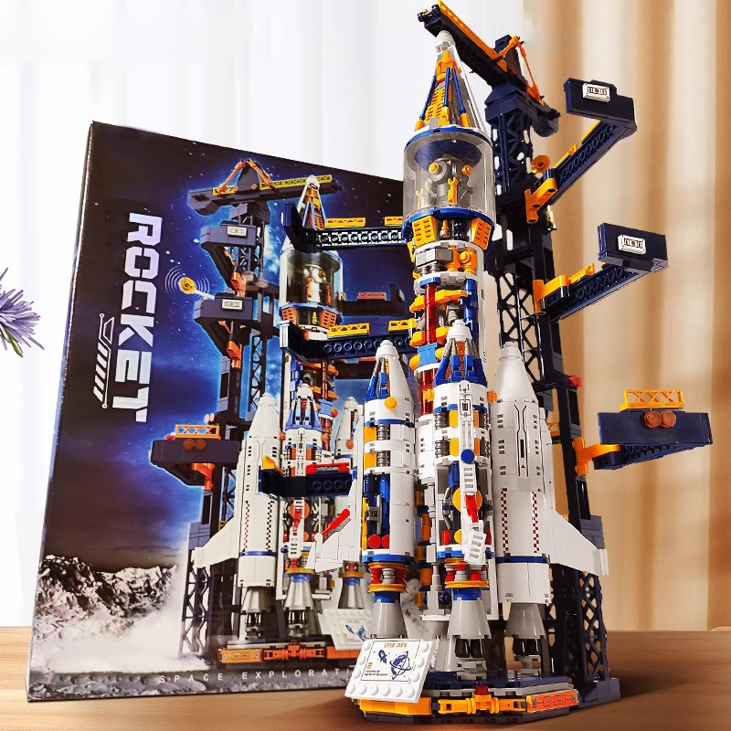 Modello di razzo tripolato Blocchi di costruzione Stazione spaziale Giocattolo da costruzione Razzo Mattoni Architettura cittadina Giocattoli STEM per bambini