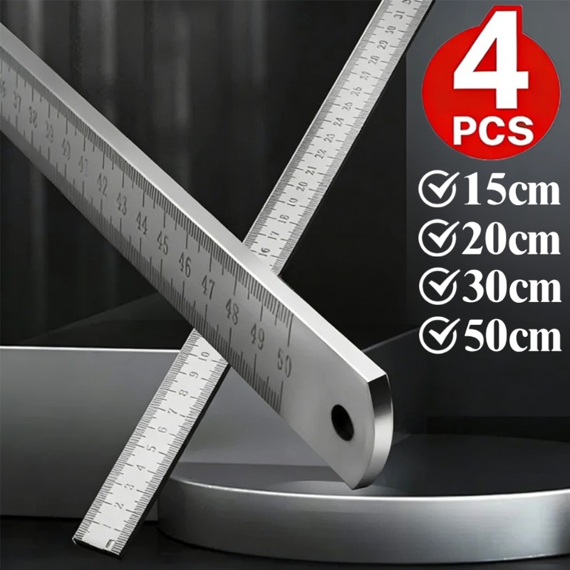 4/1Pcs Stainless Steel Metal Straight Ruler Hand Tools Precision Double Sided Measuring Tool DIY Drawing Centimeter Inches Scale