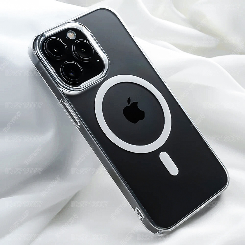 iPhone 15 14 13 12 11 16 Pro Max 투명 케이스 XR X XS 8 Plus 뒷면 커버 용 Magsafe 케이스 용 고급 자기 무선 충전