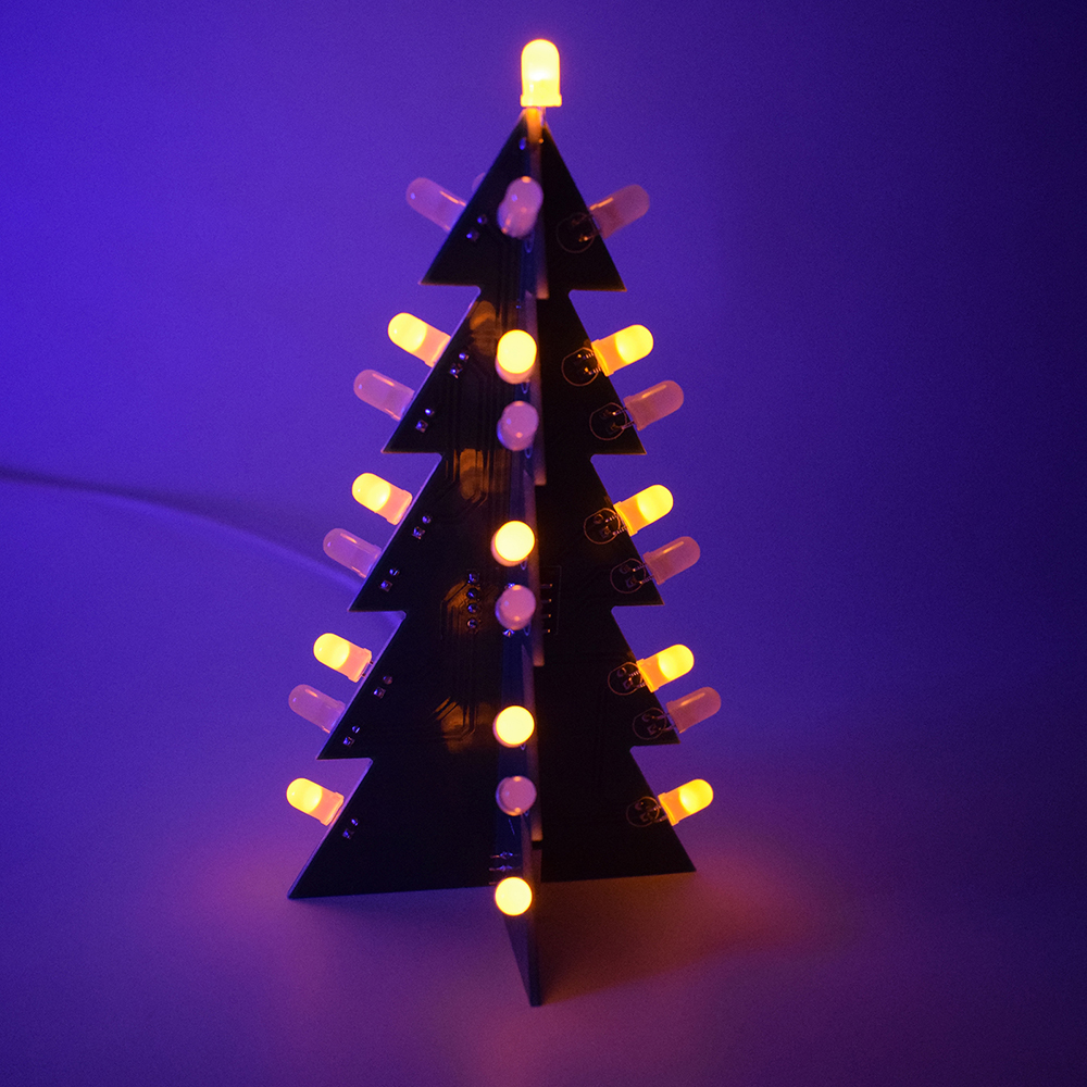 Weihnachtsbaum-DIY-Kits, gelbe LED, blinkender Baum, DIY-Kits, Elektronik, Löten, 3D-Weihnachtsbaum zum Löten, Üben, Lernen