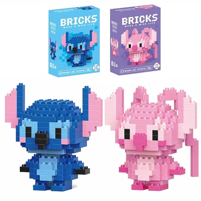 Cartoon-Charakter Baustein-Set - LiLo Stitch Winnie the Pooh Alien Tigger Spielzeug Kreatives Geschenk Modellbausatz