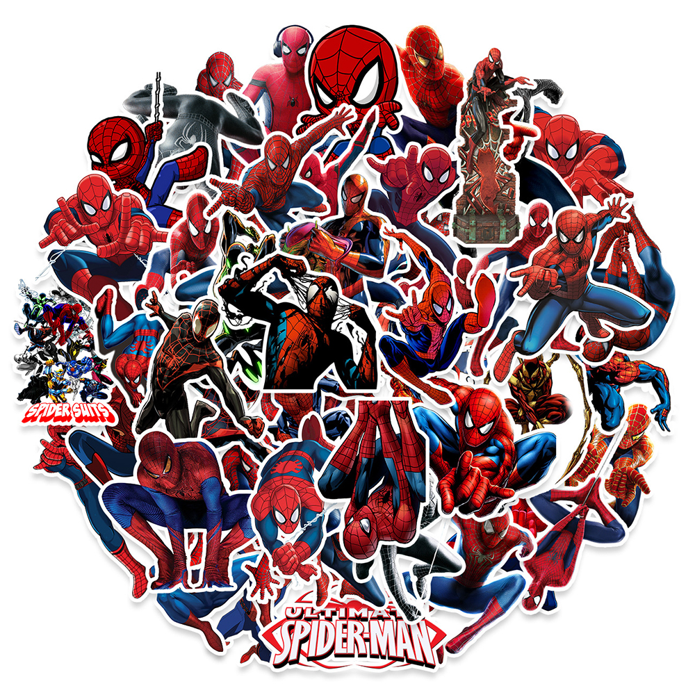 50PCS Spider-Man Super Hero Sticker DIY Guitar Laptop Luggage Skateboard Graffiti Decals Fun for Kid