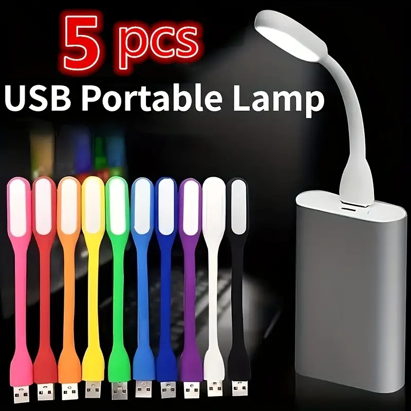 5PC Mini USB LED Leselampe, tragbare Buchlampe, Camping-Nachtlichter, LED-Energiesparlicht, Notebook-Computer, zufällige Farbe