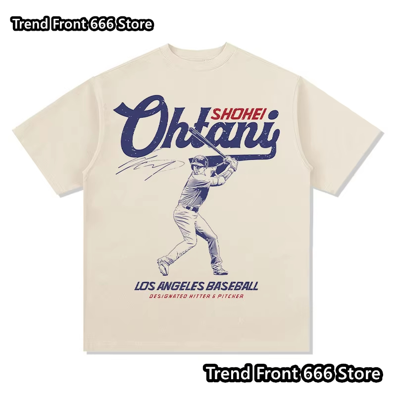 Хлопковая футболка Shohei Ohtani, футболка с бейсбольной звездой, дышащий топ, повседневная футболка с круглым вырезом для взрослых