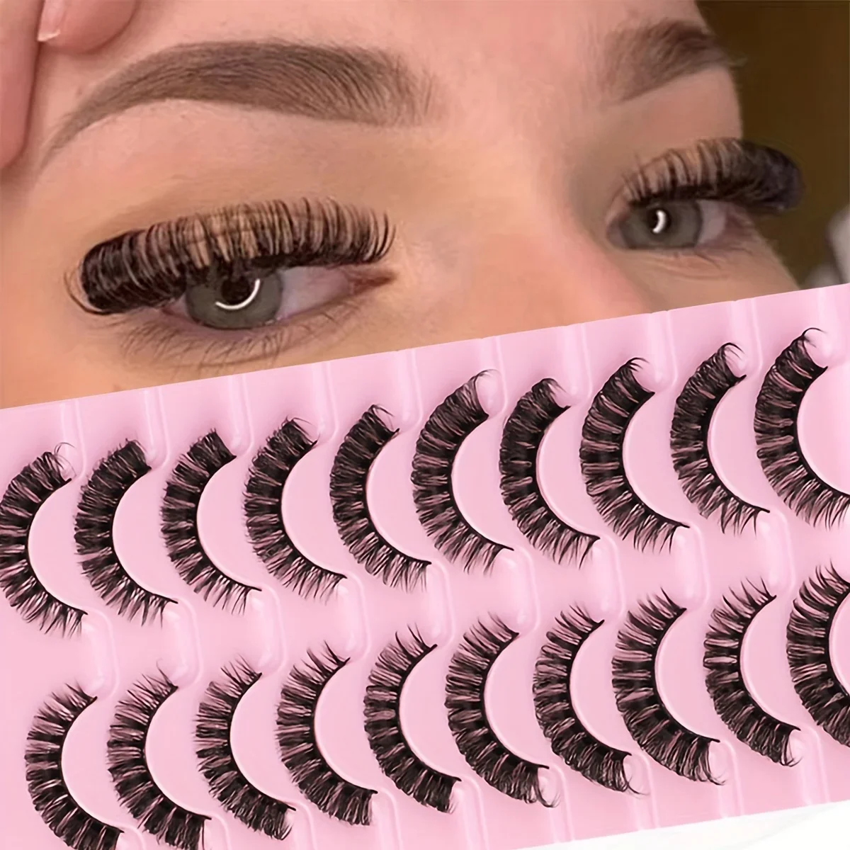 10 paires de cils à bande russe DD Curl faux cils moelleux vaporeux Faux cils en vison Pack