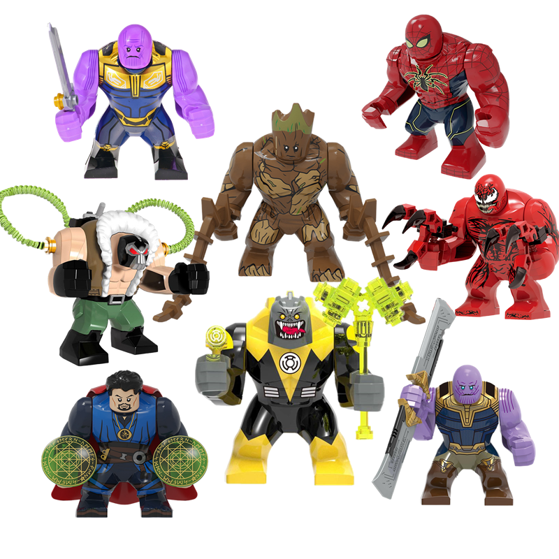 Bloques de construcción de Disney, Mini figuras en miniatura, gran duende, Spiderman, Iron Man, Venom, capitán Hawk, Deadpool, armadura técnica, juguetes de regalo de ciudad
