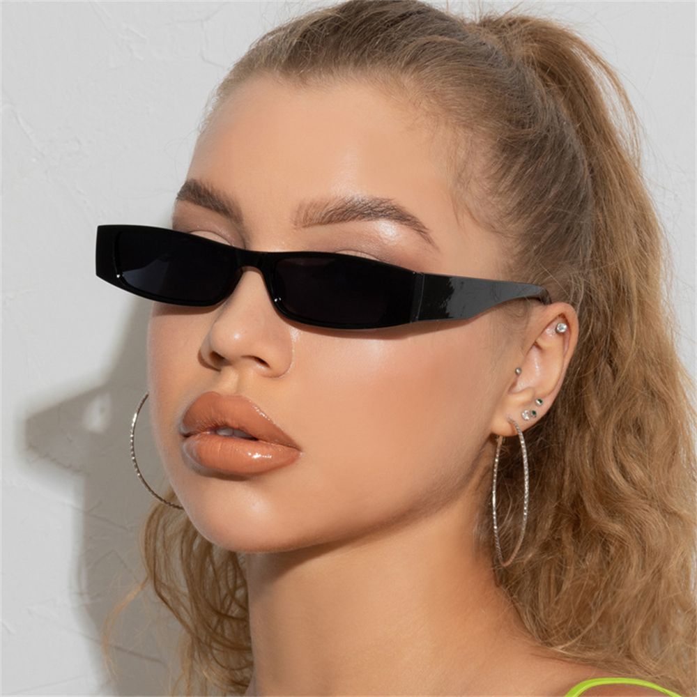 Chữ Nhật Nhỏ Kính Mát Nam Nữ Retro Hẹp Khung Da Báo Vintage Vuông Kính Chống Nắng Nữ Punk Mắt Mèo Kính Mắt Oculos