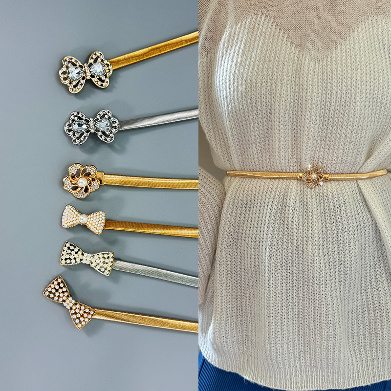 Ceinture de taille en strass et perles pour femme, motif floral, nœud élégant, ceinture de créateur de luxe, ceinture de robe élastique et ajustable pour femme