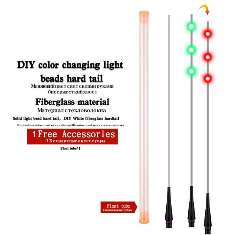 1 Pieza Sensor de Gravedad de Fibra de Vidrio + 1 Tubo de Luz LED Luminosa, Herramientas de Pesca Óptica DIY, Accesorios de Pesca Oceánica