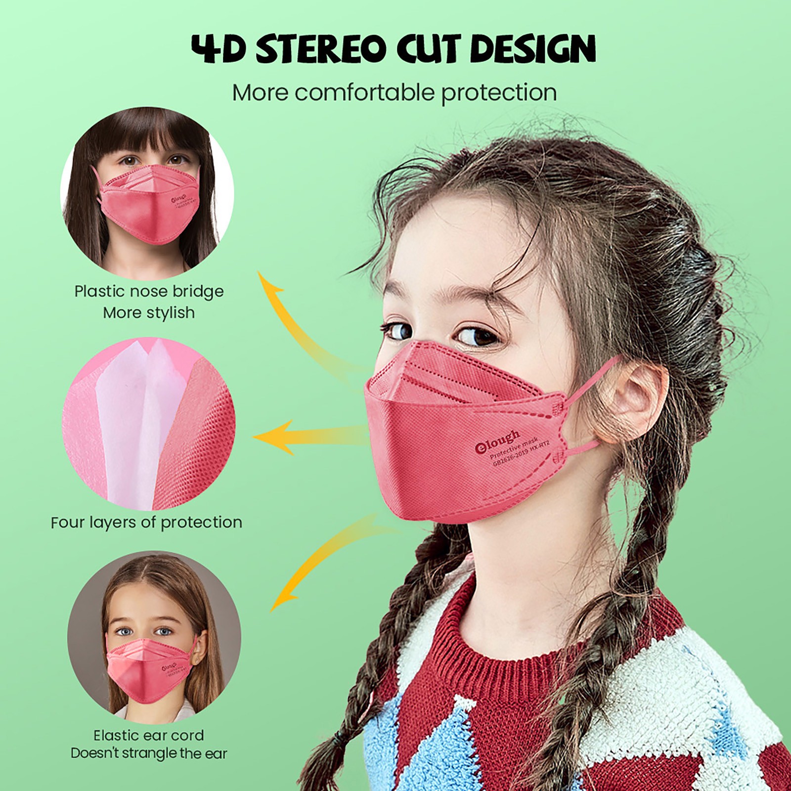 Máscaras faciais ao ar livre para crianças, à prova de poeira, protetora, cor, melancia, vermelho, prevenção, 10, 50, 100pcs