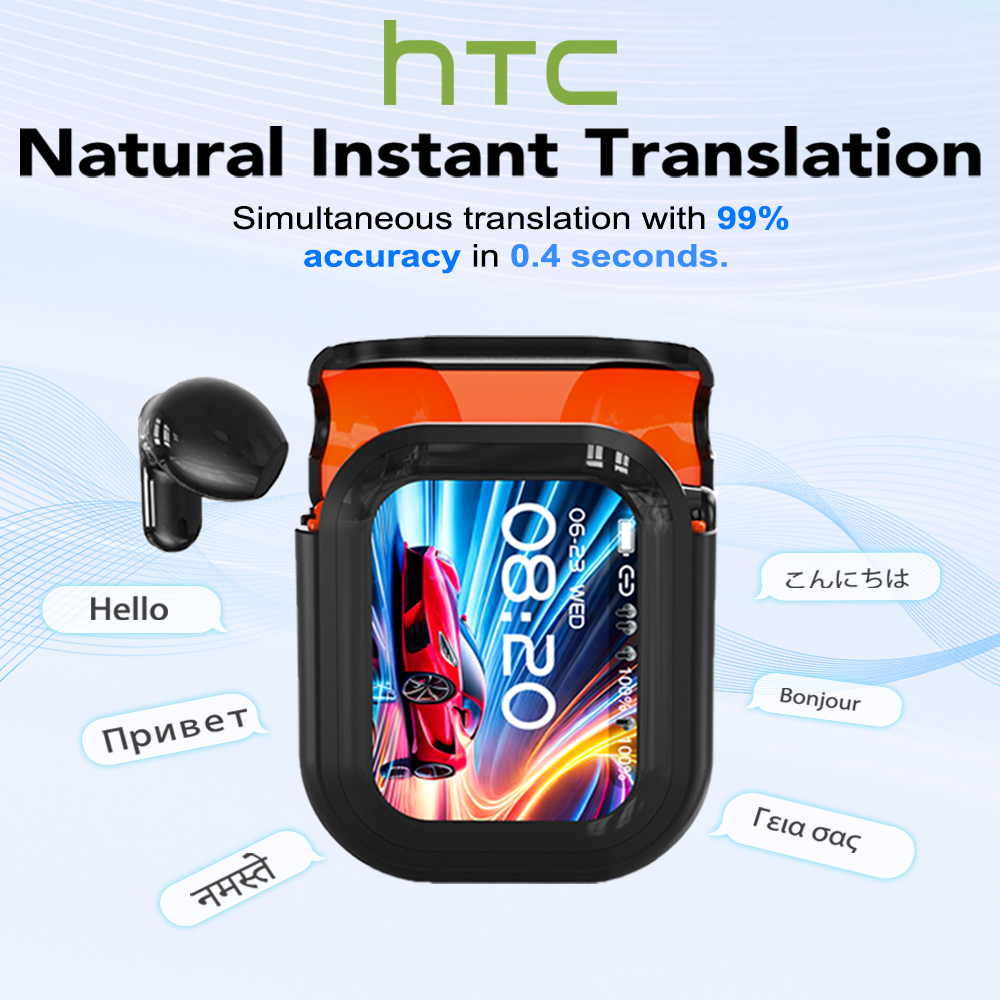 Переводчик HTC NE20 Новые беспроводные наушники Bluetooth 6.0 Наушники-переводчики IPX4 Водонепроницаемый рейтинг Длительный срок службы батареи