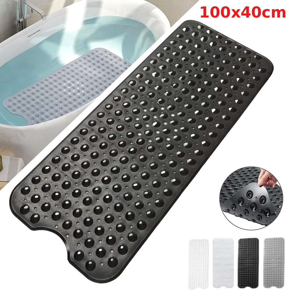 Antypoślizgowa mata do kąpieli z przyssawkami i otworami odpływowymi 100*40cm - Szybkoschnąca mata pod prysznic, mata do wanny, mata łazienkowa, mata pod prysznic z PVC