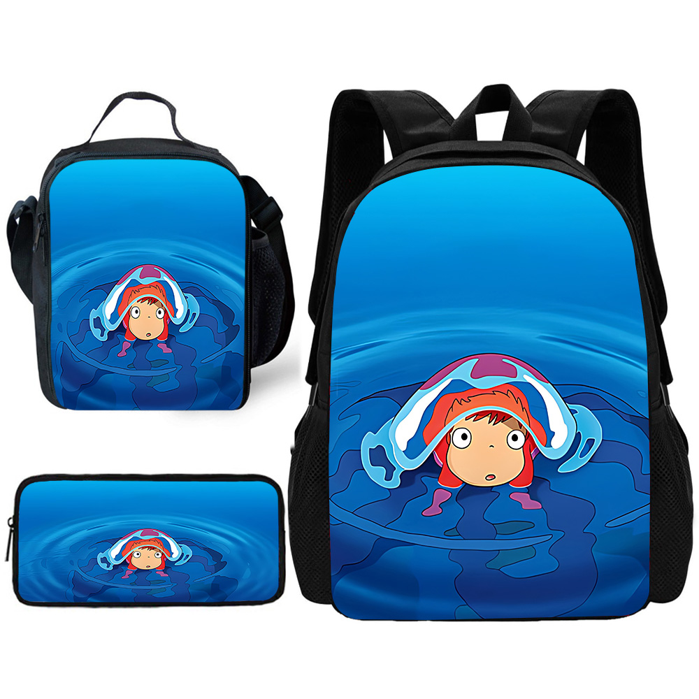 Mochila escolar para niños con dibujos animados de P-ponyos, con bolsas para el almuerzo, bolsas para lápices, mochilas escolares para niños y niñas, el mejor regalo