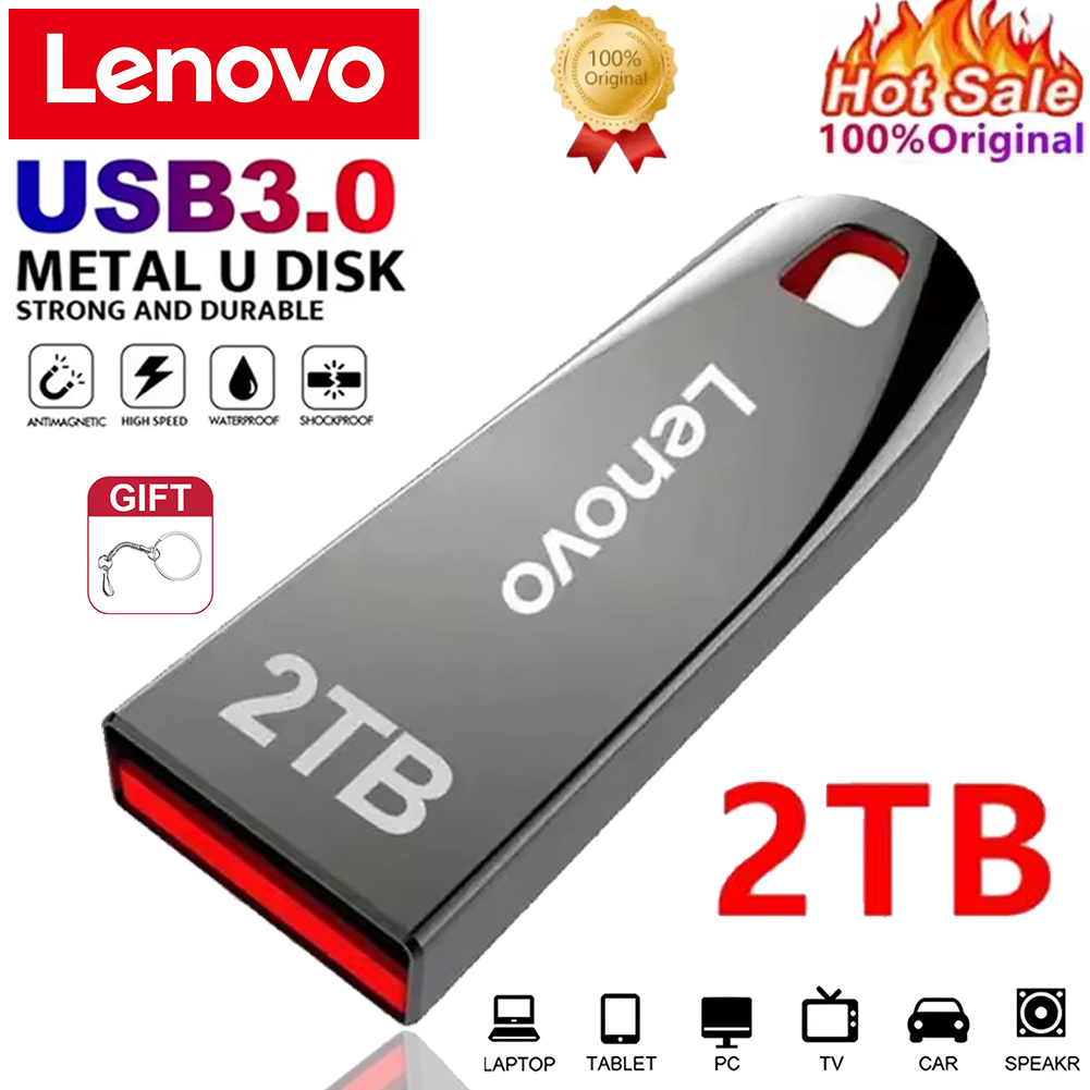 Unidad Flash USB Original Lenovo, 2TB, USB 3,0, resistente al agua, memoria USB de alta velocidad, SSD portátil, 512GB, memoria USB de disco U de Metal