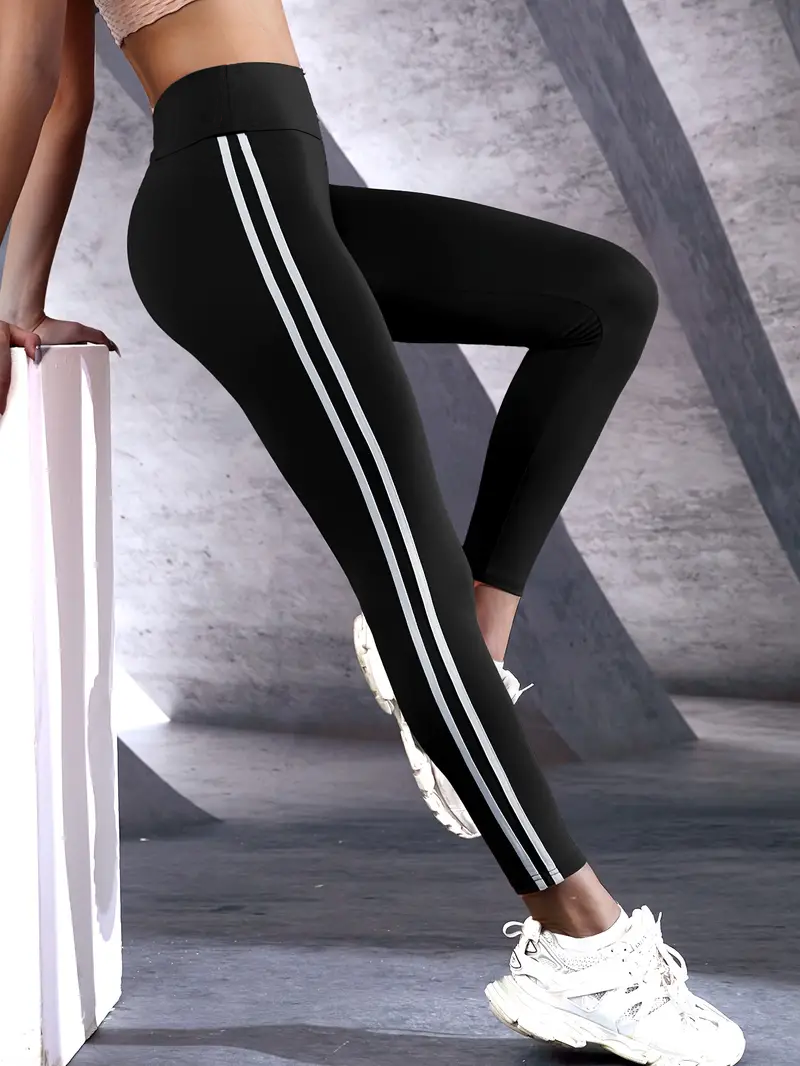 Leggings elásticas de cintura alta para mulheres primavera e outono fina barra dupla apertada pés pequenos correndo esportes nove-in