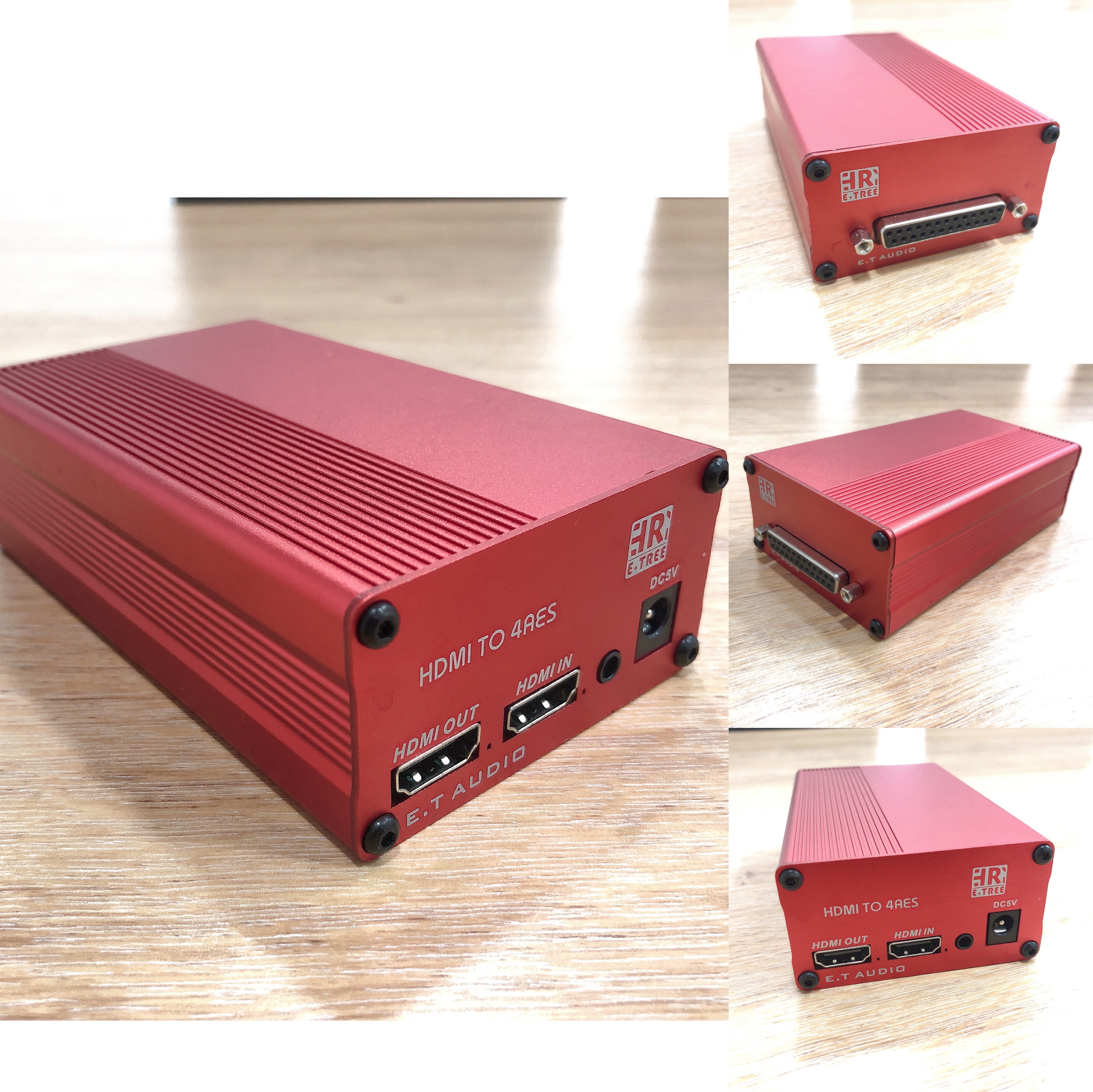 HDMI ke 4AES, Dolby DTS De-embedding 4 arah seimbang AES/EBU (8 channel) Output DB25