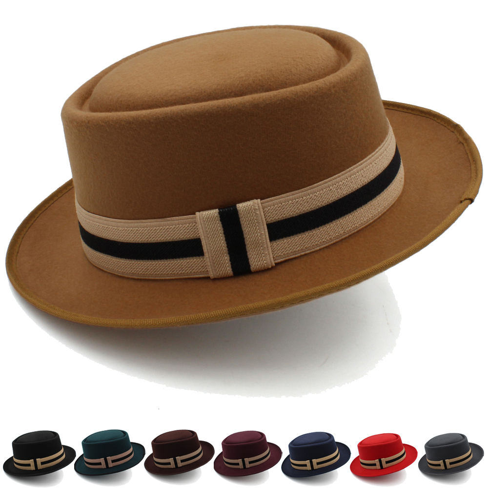 Mężczyźni kobiety wełniane klasyczne wieprzowina Pie kapelusze Retro Fedora Trilby Sunhat Street Style czapki Party Travel Outdoor rozmiar US 7 1/4 UK L