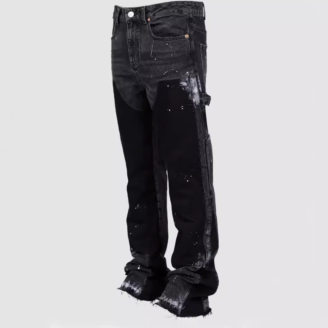 씻어 청바지 남성 빈티지 발목 길이 바지 중반 허리 포켓 버튼 지퍼 플라이 악세사리 데님 streetwear 스트레이트 바지
