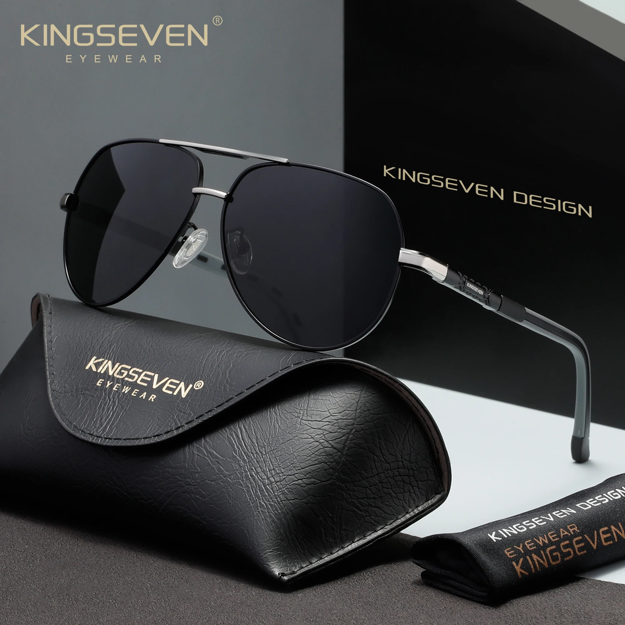 Óculos de sol clássicos unissex KINGSEVEN para atividades ao ar livre e lazer diário para dirigir com proteção UV400 polarizada.