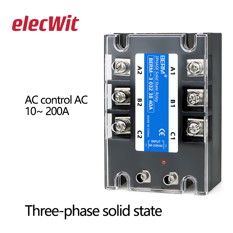 3 Phase 10A 60A 80A 100A 150 200A Three Phase SSR 80-250VAC Control 24-480V Solid State Relay  AC-AC