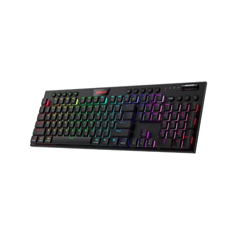 Tastiera meccanica RGB wireless Redragon K618 Horus, tastiere da gioco a basso profilo trimodale Bluetooth/2.4Ghz/cablate
