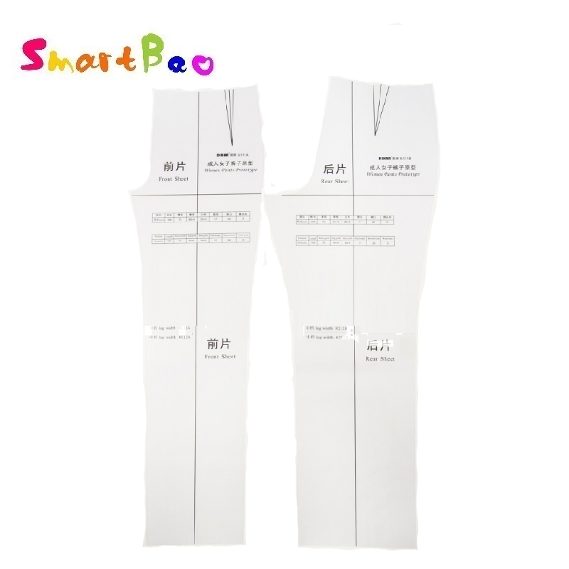 Large 1:1 Women's Pants Pattern Ruler Template - Full-Size Apparel Pattern Drafting Tool K111