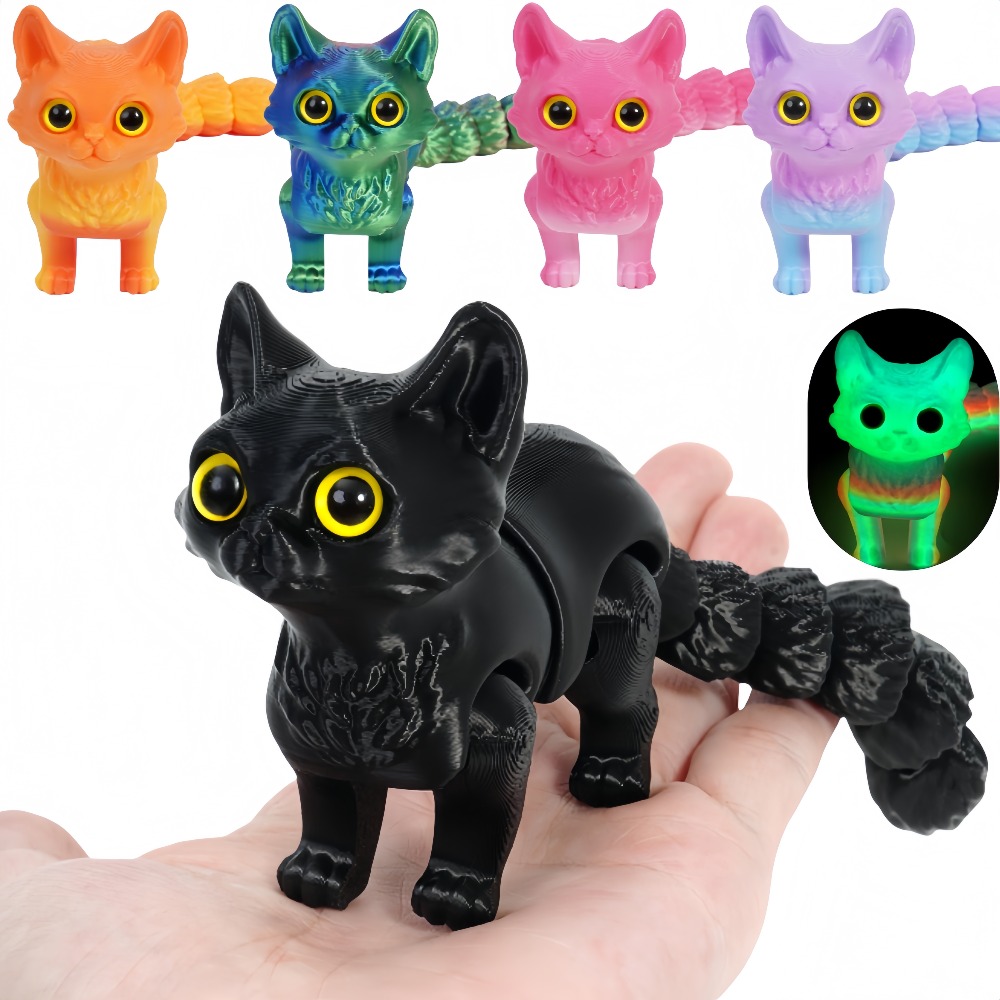 3D печатный милый кошачий хвост, подвижный кавайный орнамент с котенком, декор для комнаты, украшения для автомобиля, украшения для рабочего стола, подарки друзьям