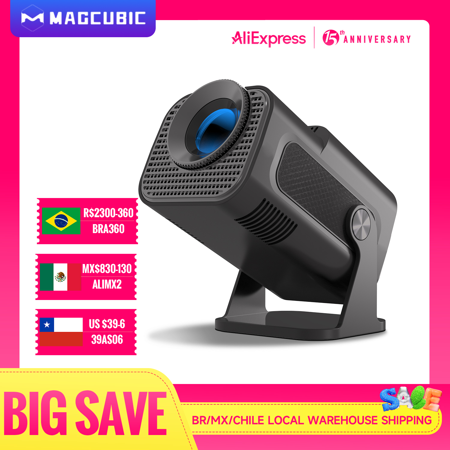 Magcubic HY320 Mini proyector nuevo nativo 720P Android 11 4K 300ANSI Wifi6 BT5.0 cine portátil al aire libre 180 °   Proyector giratorio