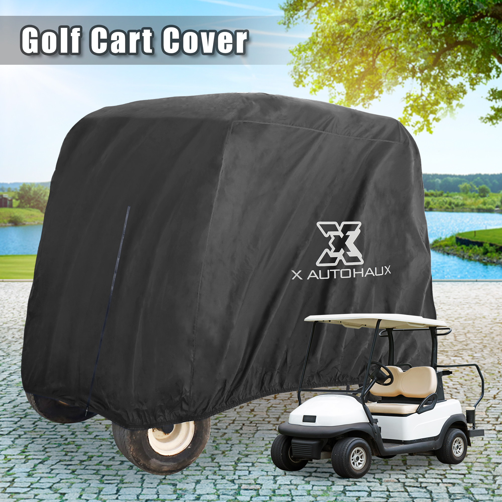 X Autohaux Waterdichte Golfkar Cover 400D Beschermende Outdoor Cover Zonneplek Stofdicht Voor 2 / 4 Passagiers Golfkar Accessoire